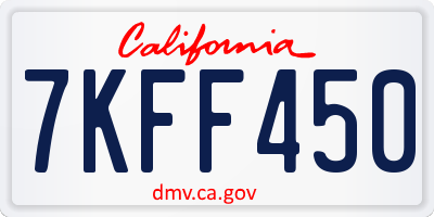 CA license plate 7KFF450