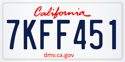CA license plate 7KFF451