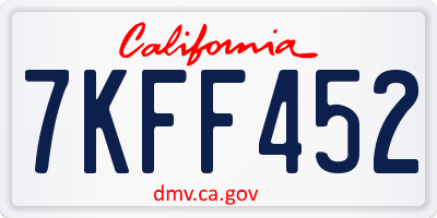 CA license plate 7KFF452