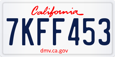 CA license plate 7KFF453