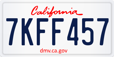CA license plate 7KFF457