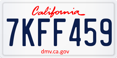 CA license plate 7KFF459
