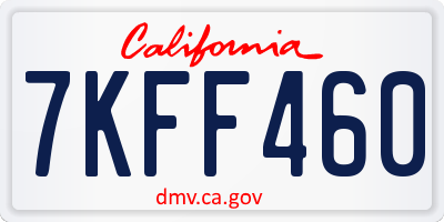 CA license plate 7KFF460