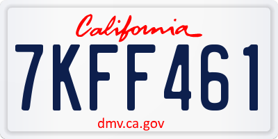 CA license plate 7KFF461