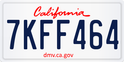 CA license plate 7KFF464