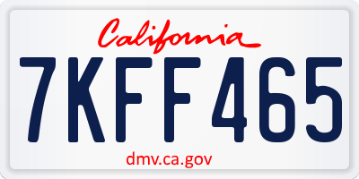 CA license plate 7KFF465