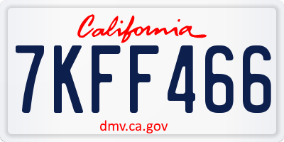 CA license plate 7KFF466