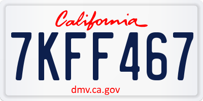 CA license plate 7KFF467