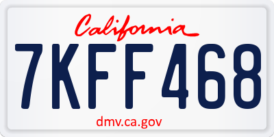 CA license plate 7KFF468