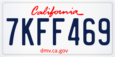 CA license plate 7KFF469