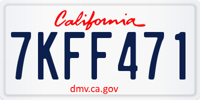 CA license plate 7KFF471