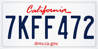 CA license plate 7KFF472