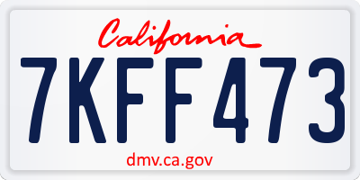 CA license plate 7KFF473