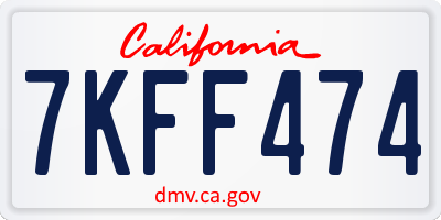 CA license plate 7KFF474