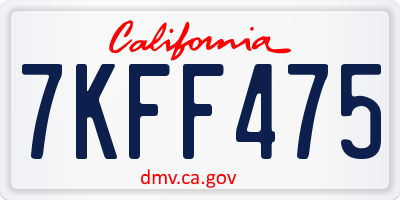 CA license plate 7KFF475