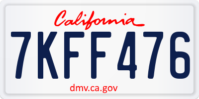 CA license plate 7KFF476