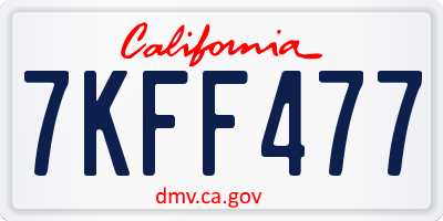 CA license plate 7KFF477