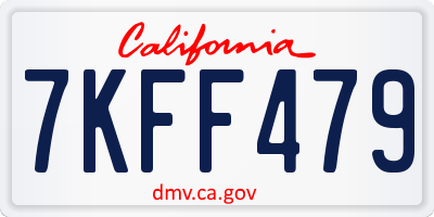 CA license plate 7KFF479