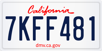 CA license plate 7KFF481