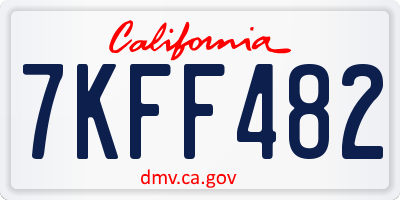 CA license plate 7KFF482