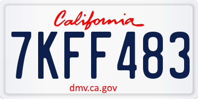 CA license plate 7KFF483
