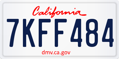 CA license plate 7KFF484