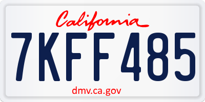 CA license plate 7KFF485