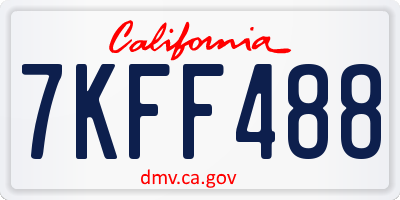 CA license plate 7KFF488