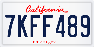 CA license plate 7KFF489