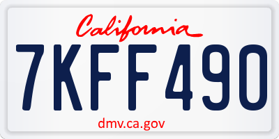 CA license plate 7KFF490