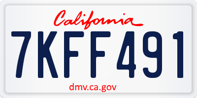 CA license plate 7KFF491