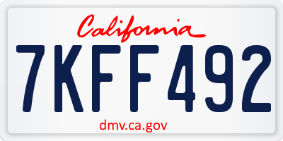 CA license plate 7KFF492