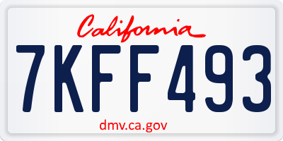 CA license plate 7KFF493