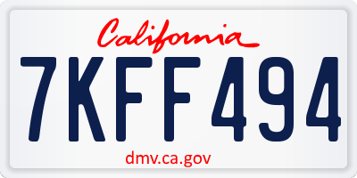 CA license plate 7KFF494