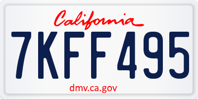 CA license plate 7KFF495
