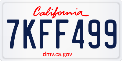 CA license plate 7KFF499