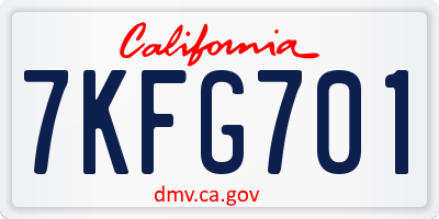 CA license plate 7KFG701