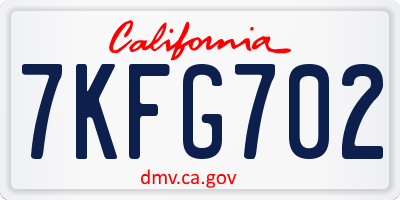 CA license plate 7KFG702