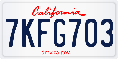 CA license plate 7KFG703