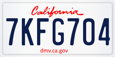 CA license plate 7KFG704