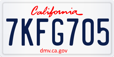 CA license plate 7KFG705