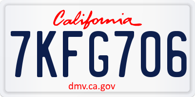 CA license plate 7KFG706