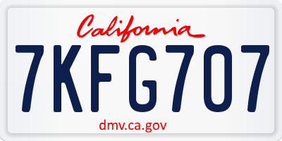 CA license plate 7KFG707
