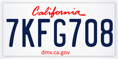 CA license plate 7KFG708