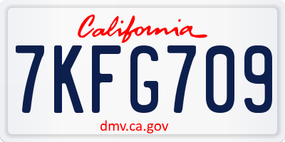 CA license plate 7KFG709