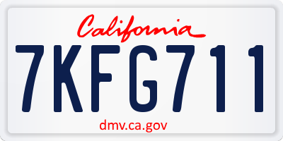 CA license plate 7KFG711