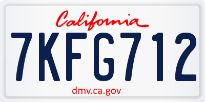 CA license plate 7KFG712