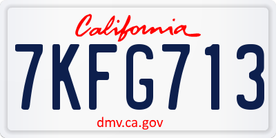CA license plate 7KFG713