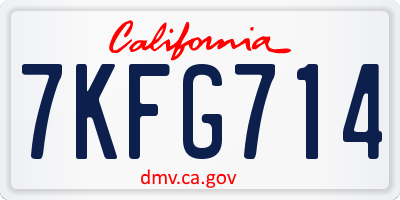 CA license plate 7KFG714
