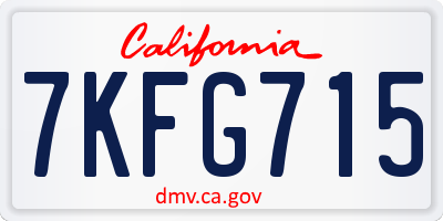 CA license plate 7KFG715